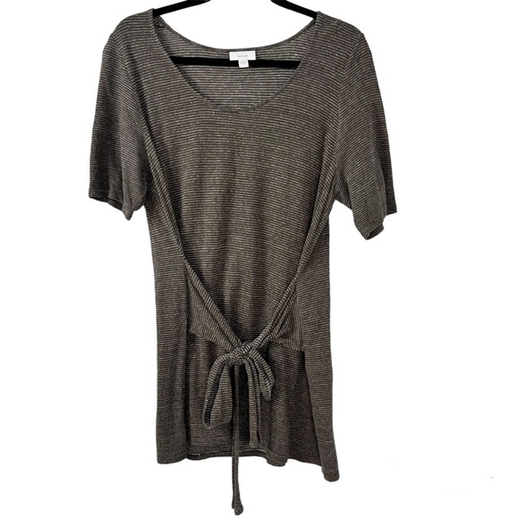 J. Jill Pure Jill Collection Linen Brown Wrap Tie Top Women’s Size Large - Picture 3 of 10